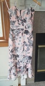 Pink and grey ASOS strapless dress